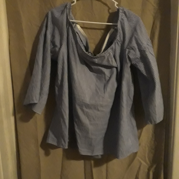 International concepts size 1X off the shoulder blue and white striped 5/$25 - Picture 2 of 4